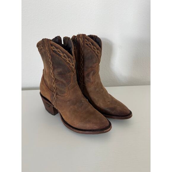 Lane Womens Plain Jane Ankle Western Boots Brown Leather Size 6 - Picture 2 of 8